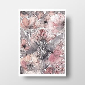 Pink & Grey Watercolor Flowers