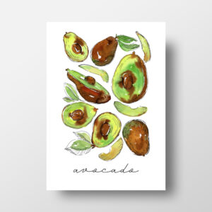 Green Watercolor Avocado