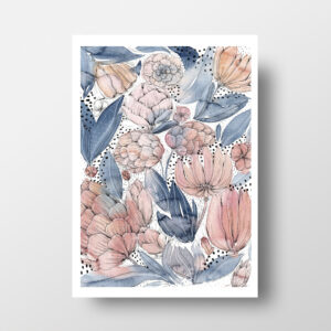 Blush & Blue Watercolor Flowers