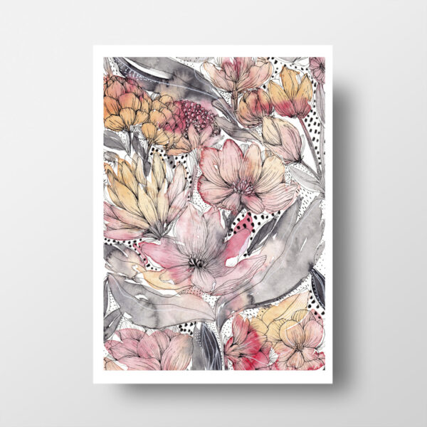 Pink & Yellow Watercolor Flowers