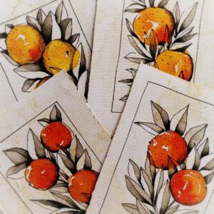 Vintage Watercolor Orange Fruit Postcards