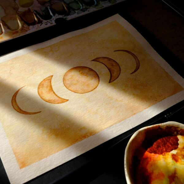 Moon Phases Watercolour Painting