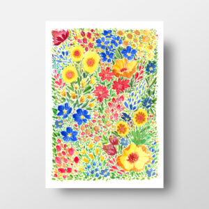 Summer Wildflowers Watercolor Poster