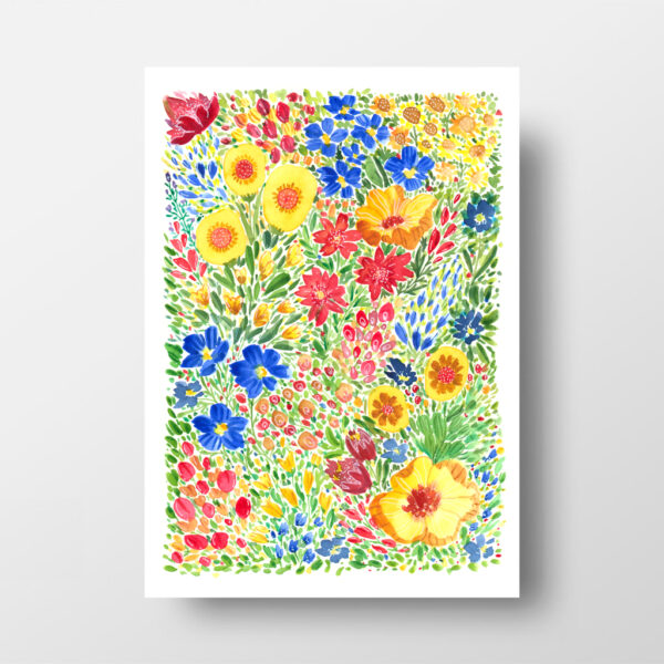 Summer Wildflowers Watercolor Poster