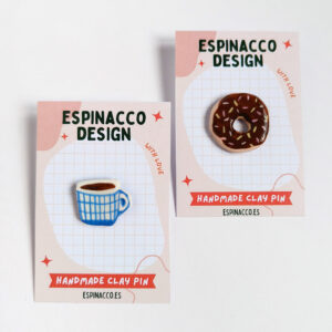 Coffee and Donuts - Handmade Clay Pin
