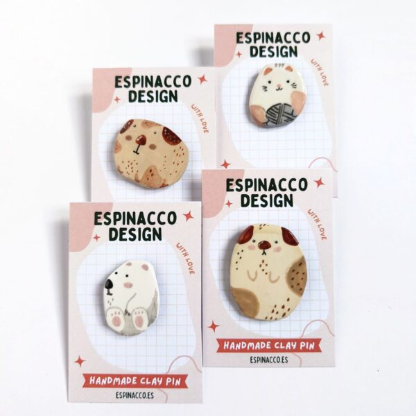 Cute Animals - Handmade Clay Pin